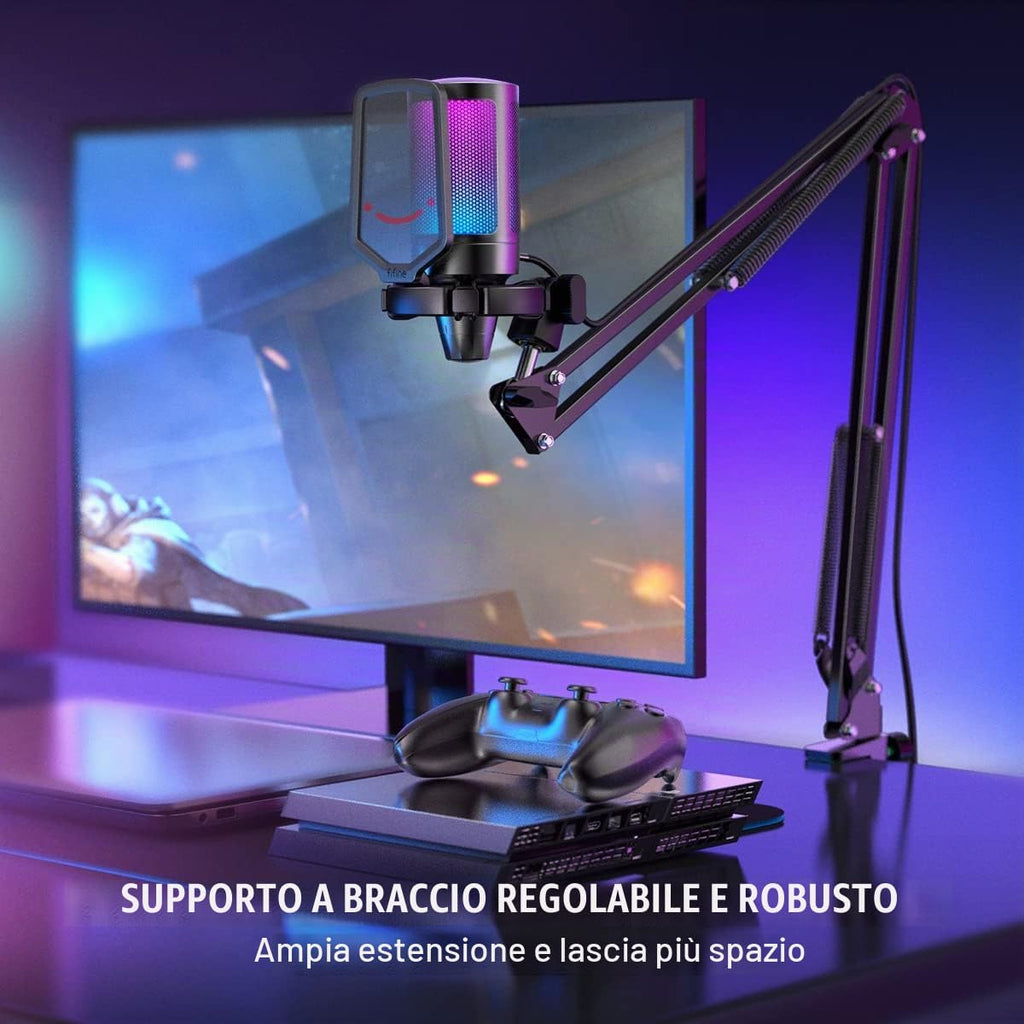 FIFINE USB Microfono PC PS4 PS5