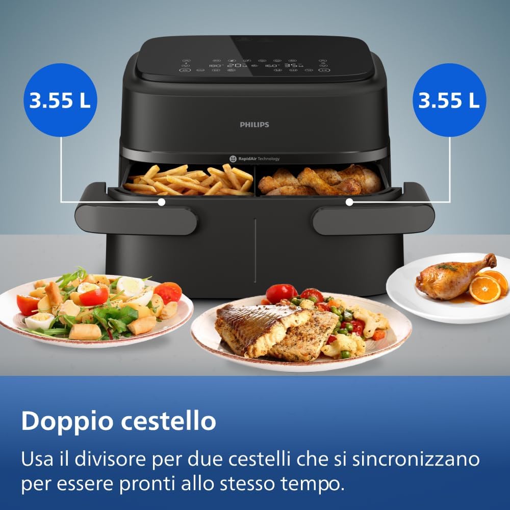 Philips Airfryer 1000 - Friggitrice ad aria con Cestello Flexi da 7.1L