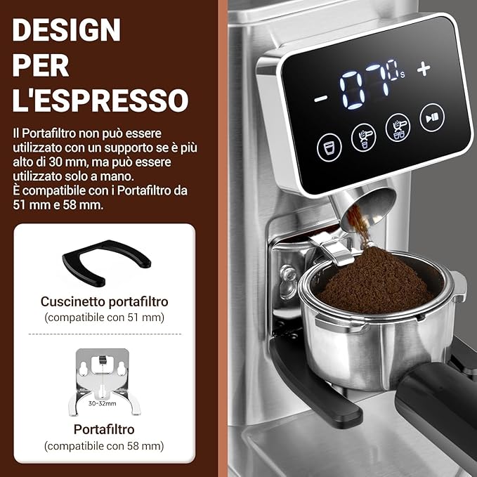 AMZCHEF Macinacaffè Elettrico con 48 Livelli di Macinatura
