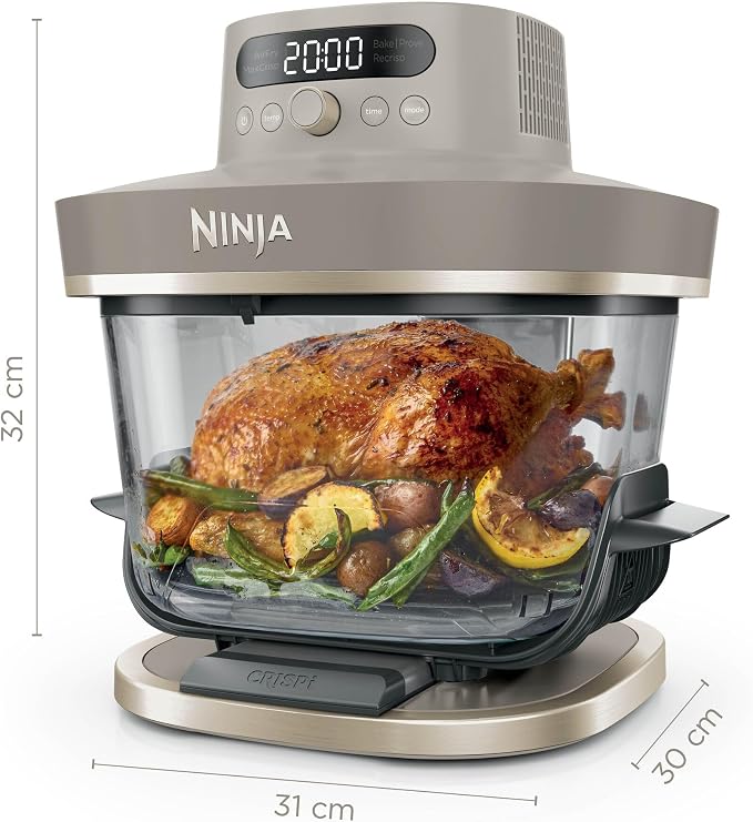 Ninja CRISPi PRO XL, Friggitrice ad Aria in Vetro, Oro Chiaro