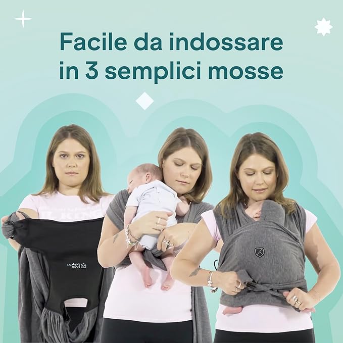 Koala Babycare Tragetuch Baby Neugeborene - Einfach Anzuziehen für Mütter und Väter - Babytrage Multi-Use Bis 9kg - Babytragetuch Anthrazitgrau