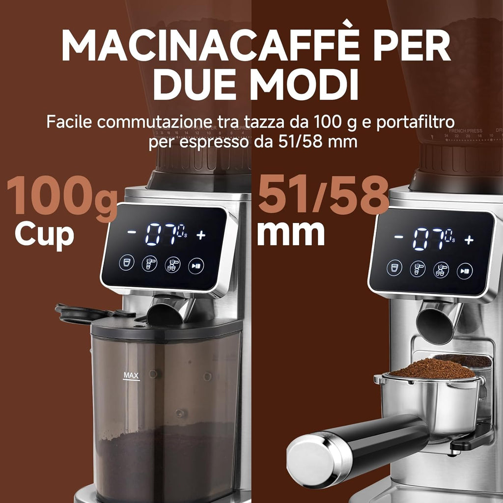 AMZCHEF Macinacaffè Elettrico con 48 Livelli di Macinatura