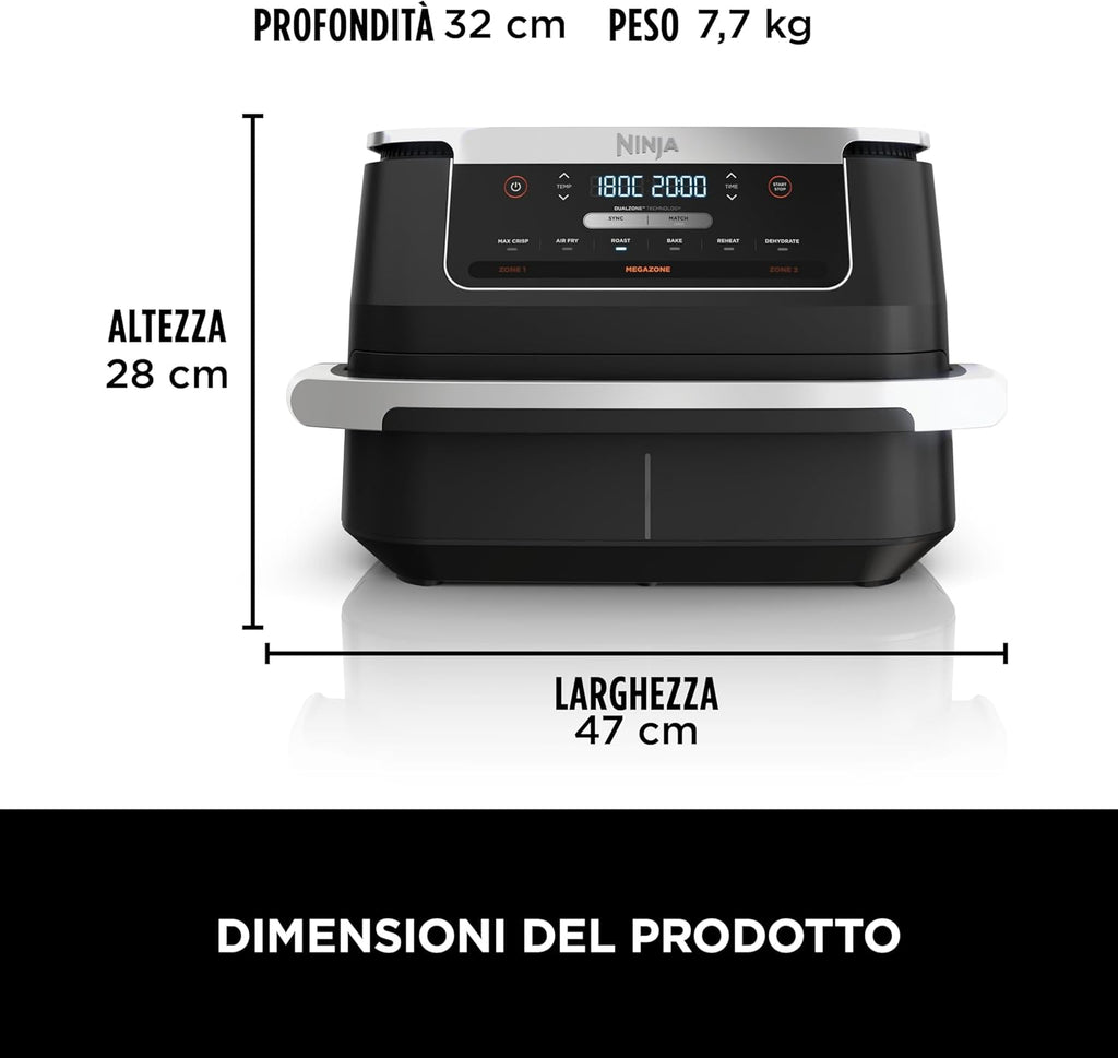 Ninja FlexDrawer Friggitrice ad aria doppio cestello, 6,6 L