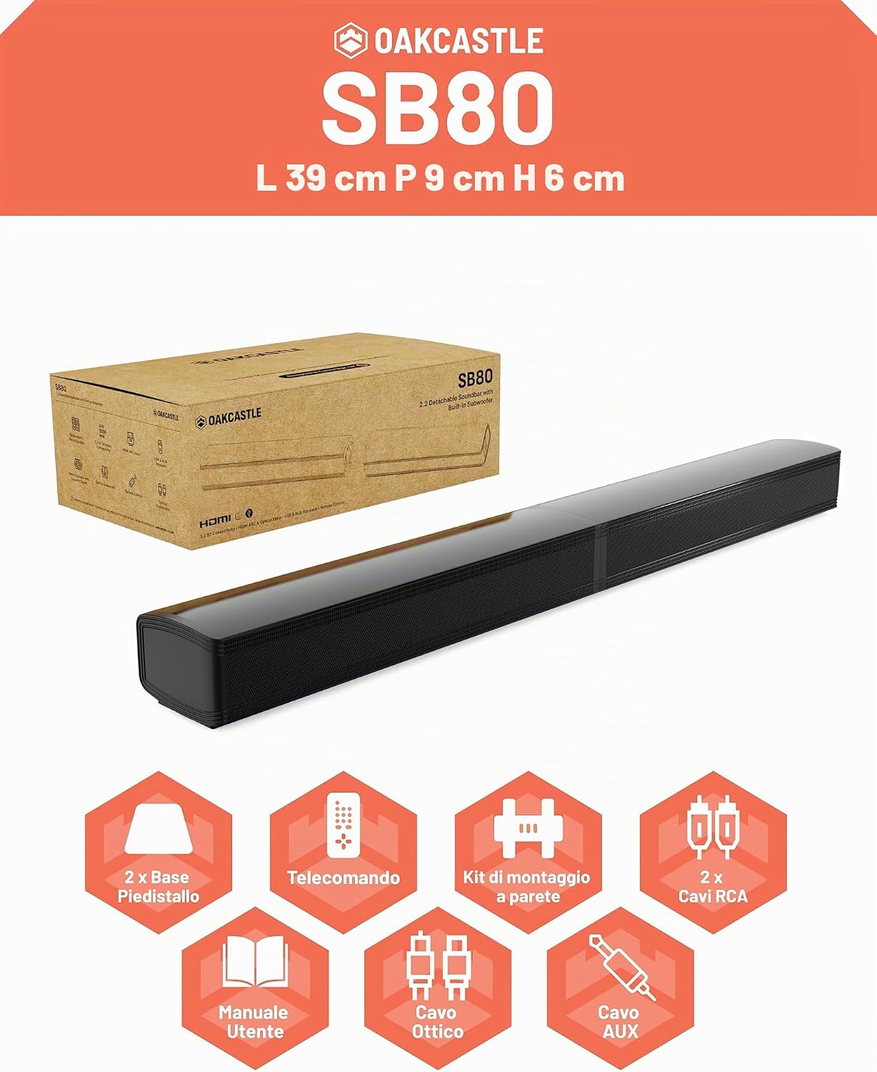 Oakcastle SB80 Soundbar Home Theater a 2 Vie