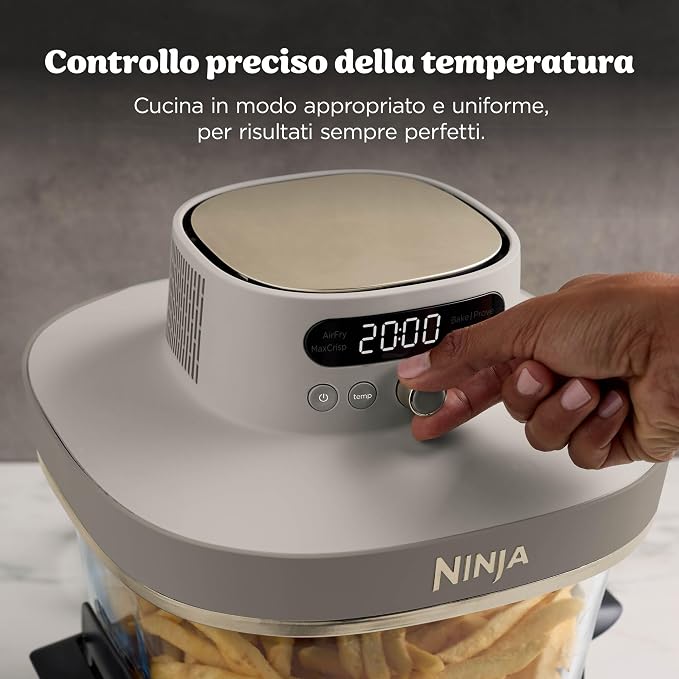 Ninja CRISPi PRO XL, Friggitrice ad Aria in Vetro, Oro Chiaro