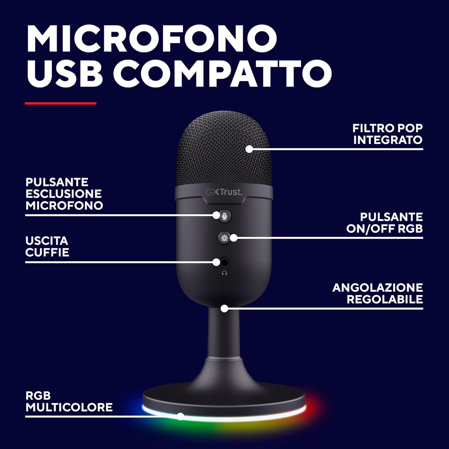 GXTrust Yami Microfono a Condensatore USB da Streaming