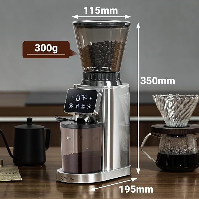 AMZCHEF Macinacaffè Elettrico con 48 Livelli di Macinatura