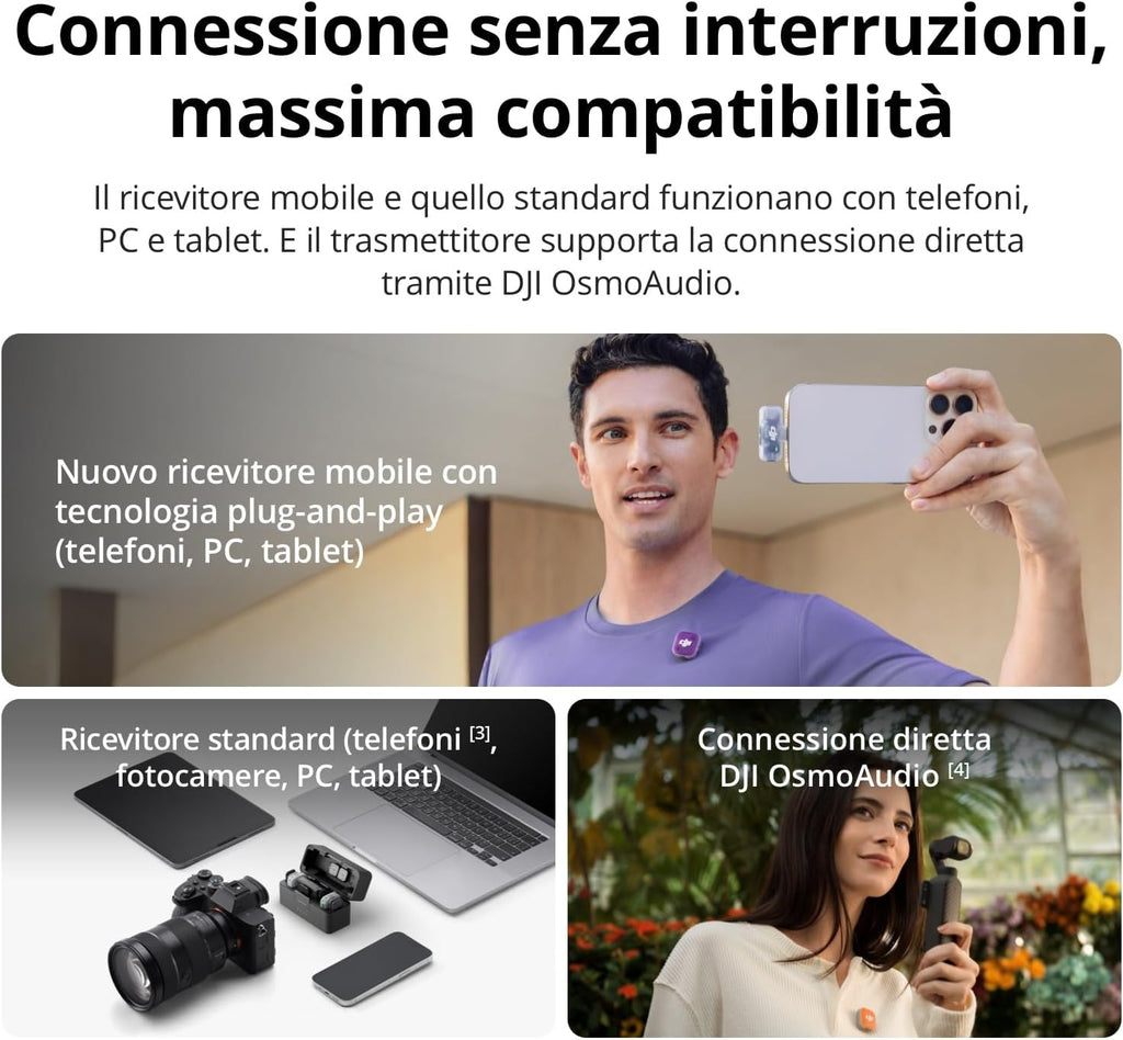 DJI Mic Mini 2 (1 TX + 1 RX mobile + Custodia di ricarica)