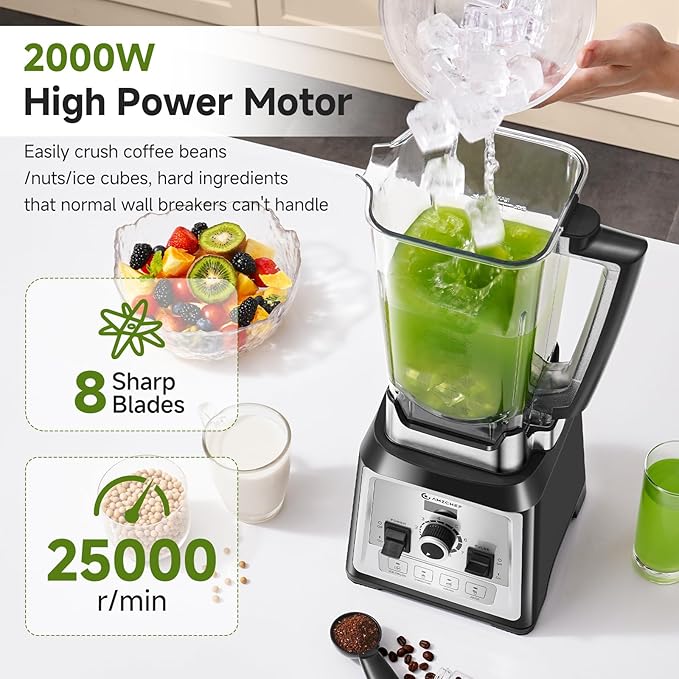AMZCHEF Frullatore elettrico 4 Funzioni