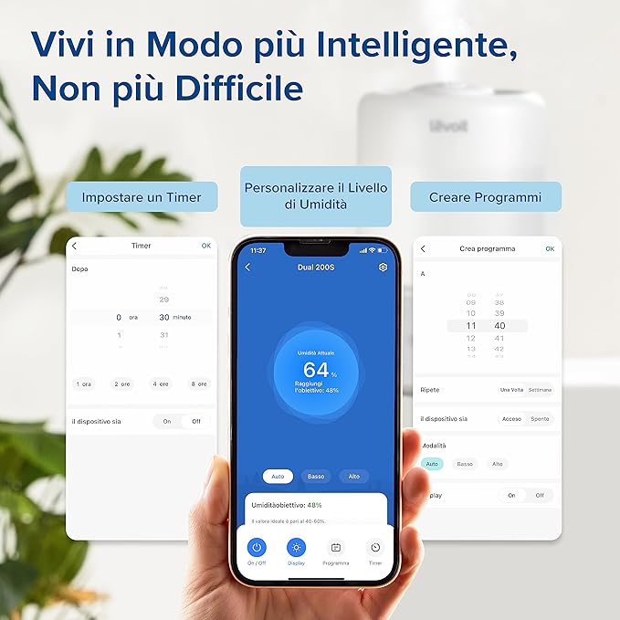 LEVOIT Umidificatore Ambiente Smart Top-Fill Dual 200S