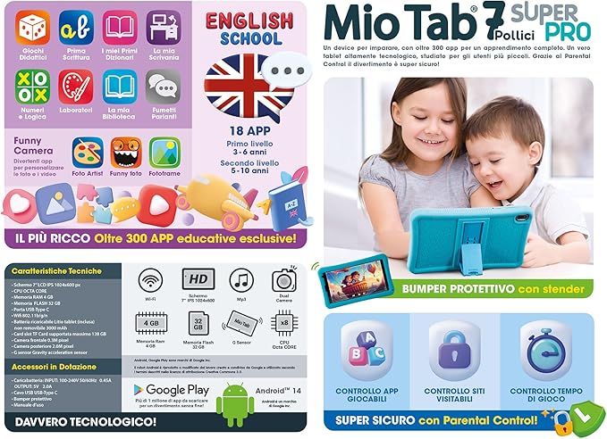 Liscianigiochi Hi Tech Educativo Mio Tab 7 Super Pro