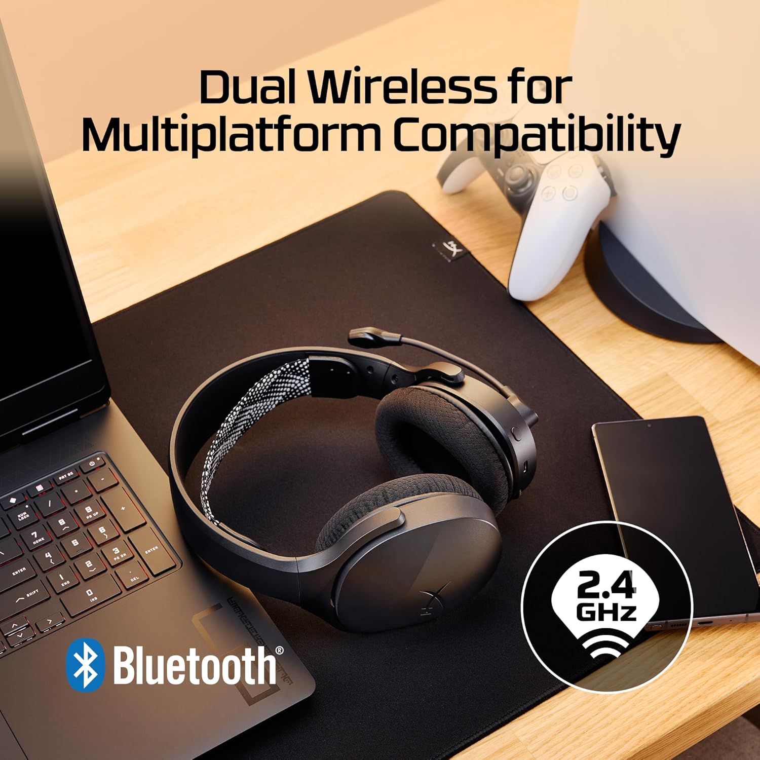HyperX Cloud Jet - Cuffie da gioco Dual Wireless da 2,4 GHz e Bluetooth