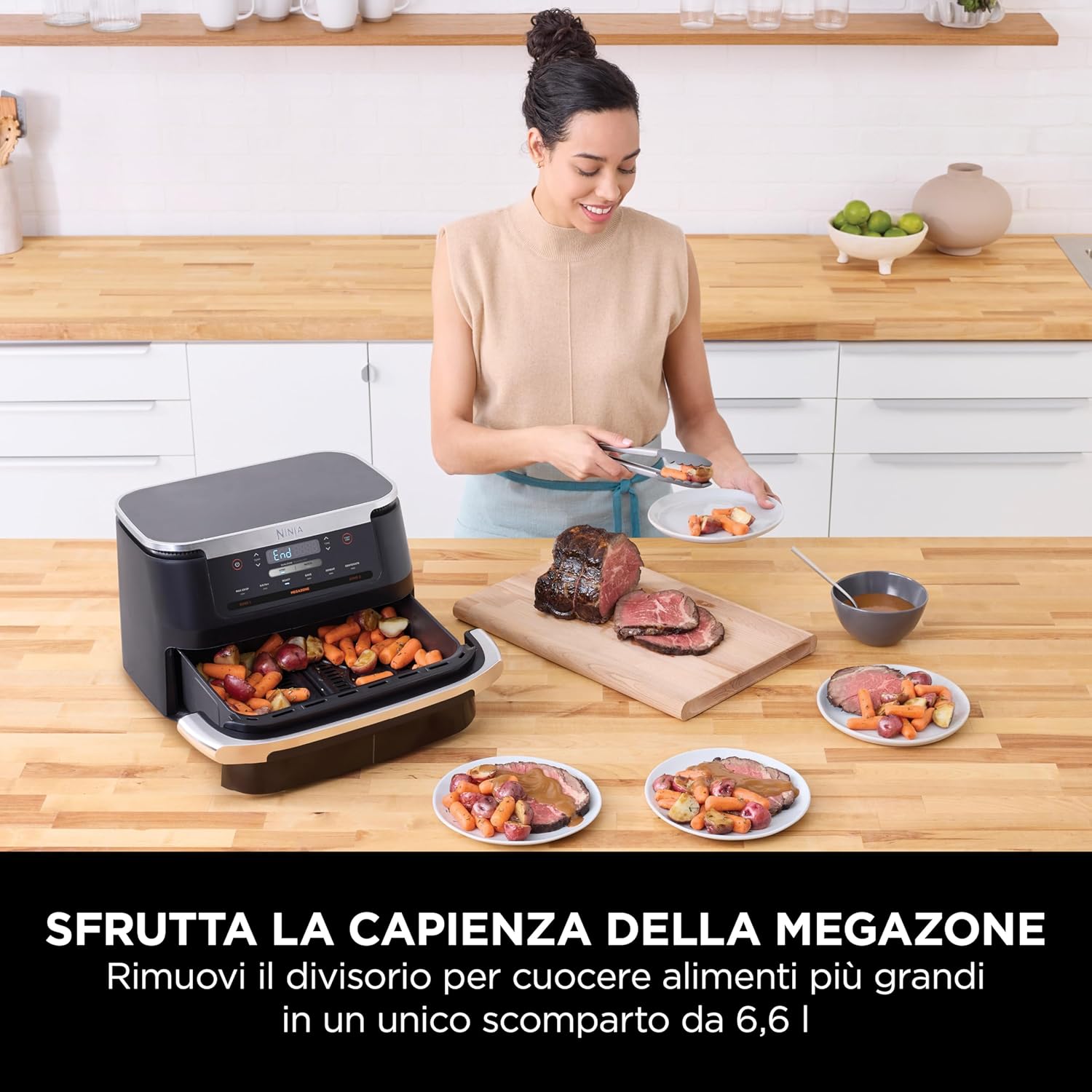 Ninja FlexDrawer Friggitrice ad aria doppio cestello, 6,6 L