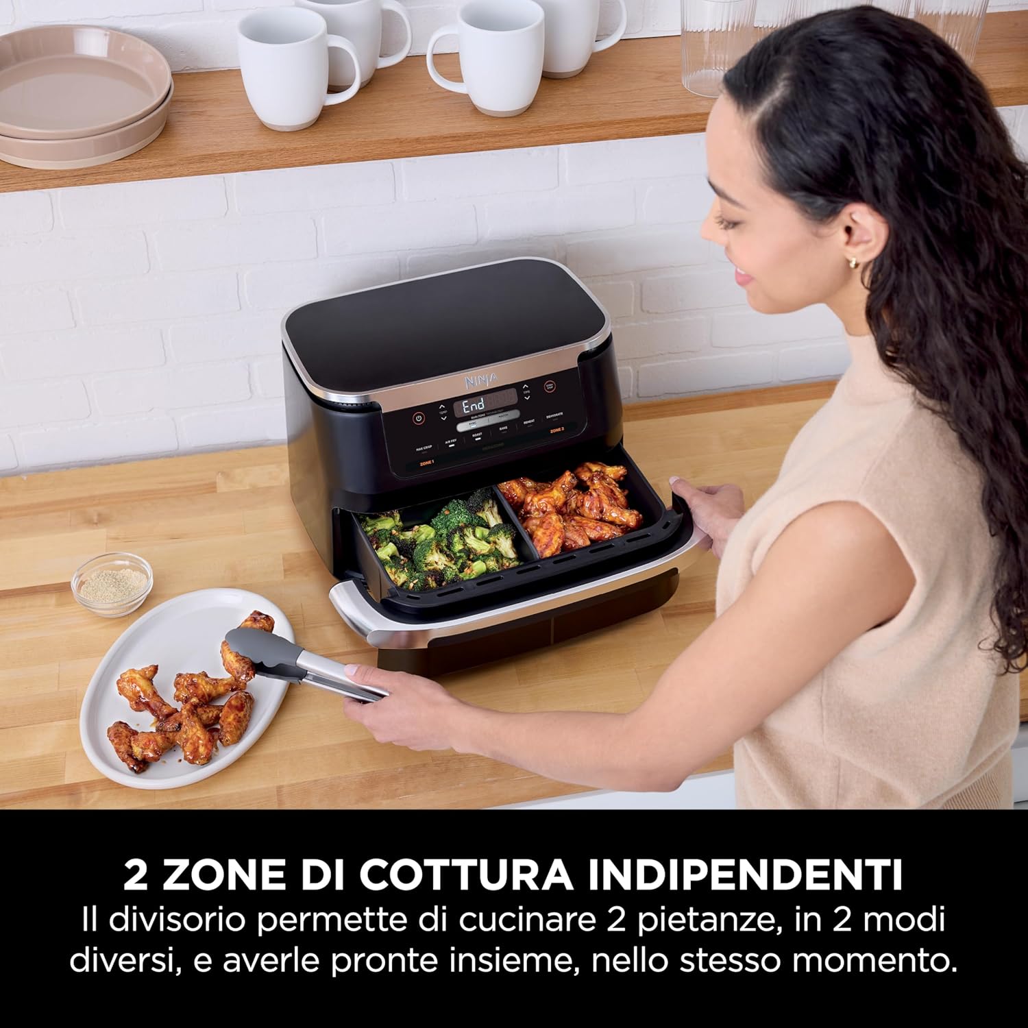 Ninja FlexDrawer Friggitrice ad aria doppio cestello, 6,6 L