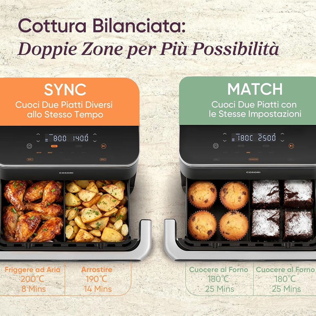 COSORI Friggitrice ad Aria 10 Litri, 7 in 1 Doppia Resistenza