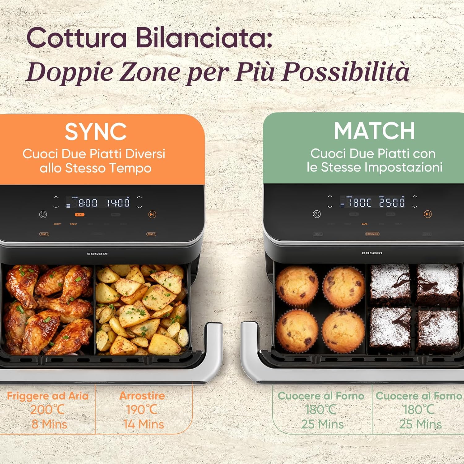 COSORI Friggitrice ad Aria 10 Litri, 7 in 1 Doppia Resistenza