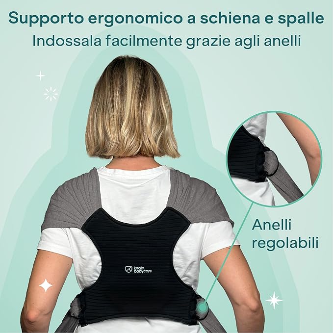 Koala Babycare Tragetuch Baby Neugeborene - Einfach Anzuziehen für Mütter und Väter - Babytrage Multi-Use Bis 9kg - Babytragetuch Anthrazitgrau