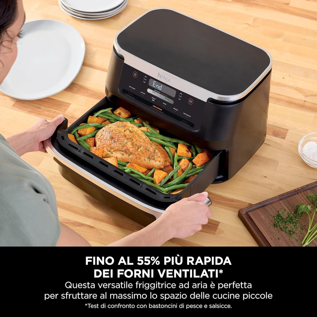 Ninja FlexDrawer Friggitrice ad aria doppio cestello, 6,6 L