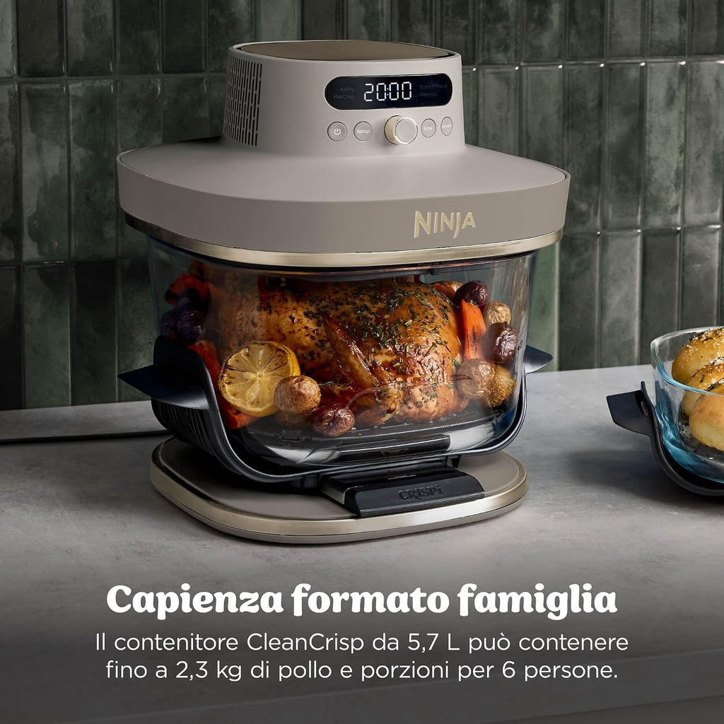 Ninja CRISPi PRO XL, Friggitrice ad Aria in Vetro, Oro Chiaro