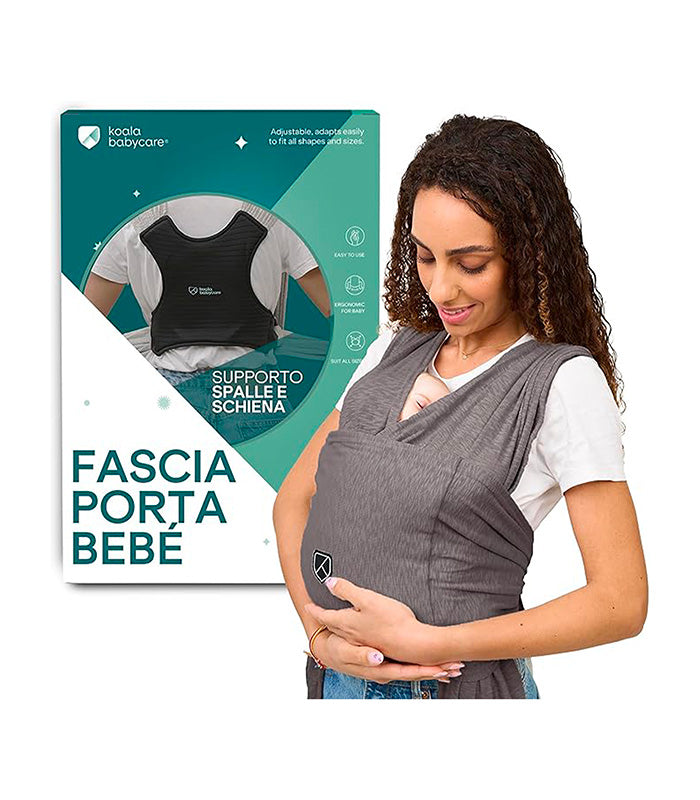 Koala Babycare Tragetuch Baby Neugeborene - Einfach Anzuziehen für Mütter und Väter - Babytrage Multi-Use Bis 9kg - Babytragetuch Anthrazitgrau