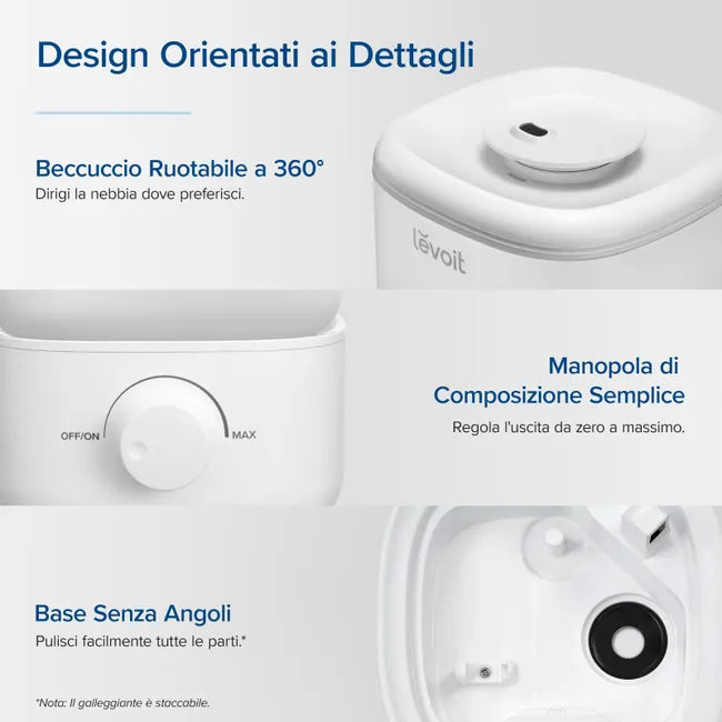 LEVOIT Umidificatore Ambiente 2,5L/25H